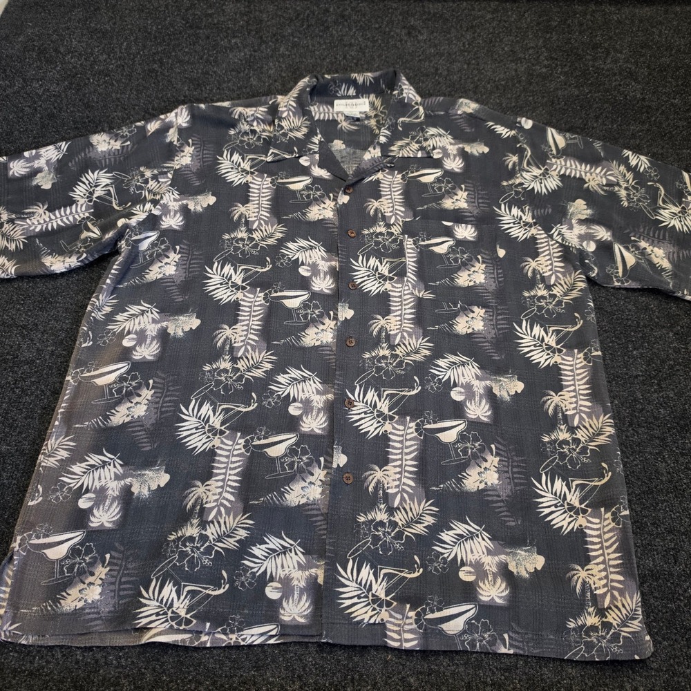 Knightsbridge Mens Large Tropical Hawaiian Shirt‎ Rayon Blend Margarita Palm